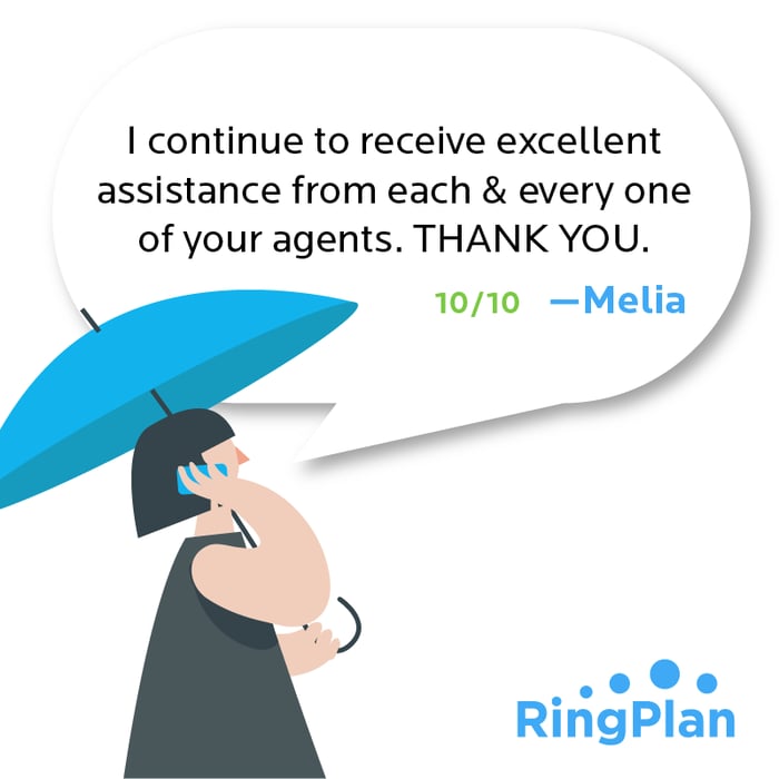 I continue to receive excellent assistance from each and every one of your agents. Thank you. 10/10 —Melia